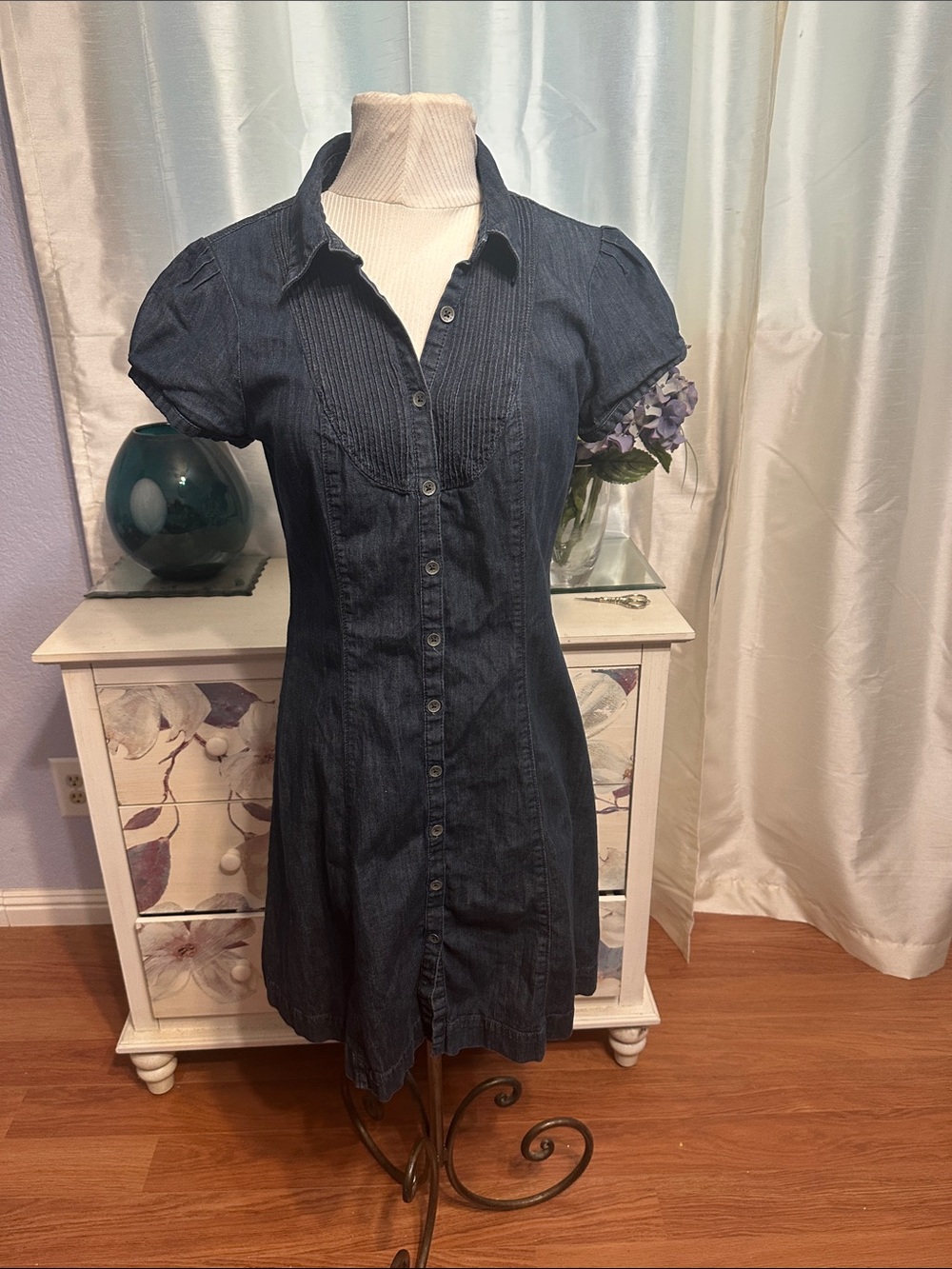 Calvin Klein Dark Blue Denim Shirt Dress - Picture 2 of 5
